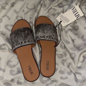 Cowhide Studded Flats